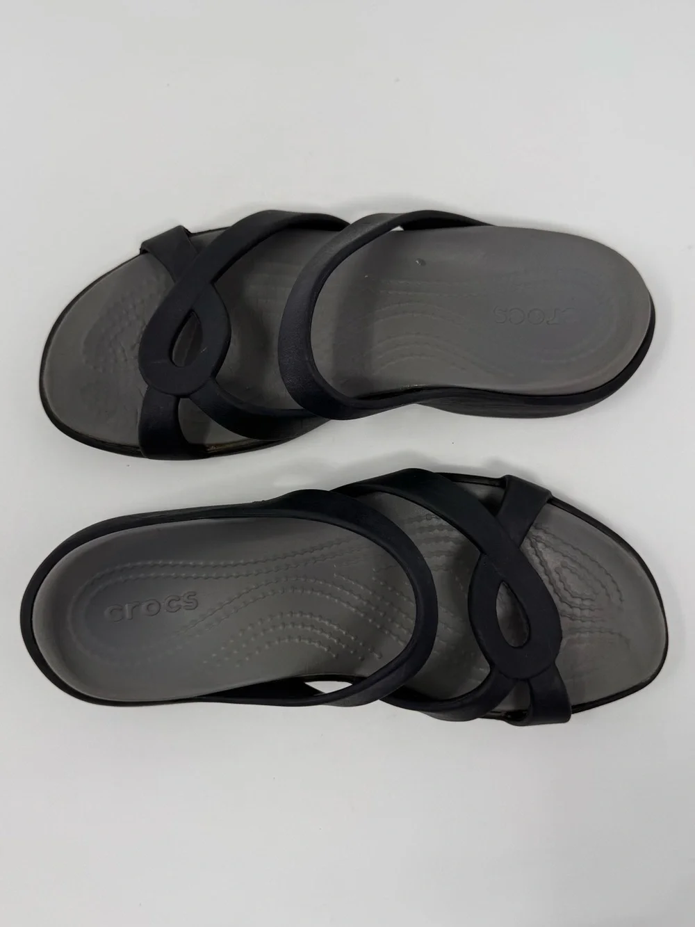 Crocs Women's Meleen Twist Sandals Gray Black Size 7, strap shoe comfort outdoor